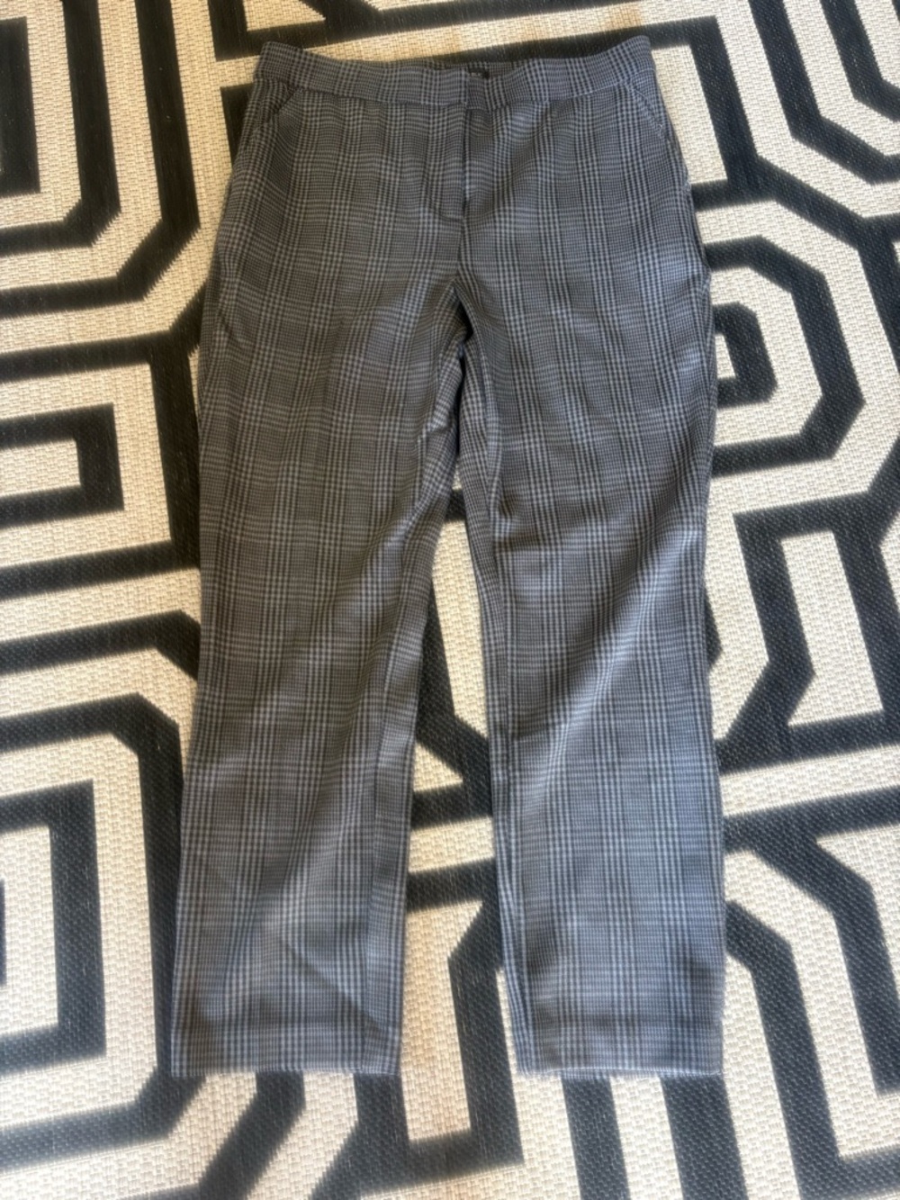 Plaid Straight Leg Dress Pants in Black and Gray